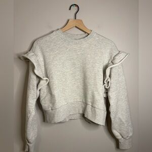 Women’s H&M crewneck sweatshirt featuring frill-trimmed shoulders size S